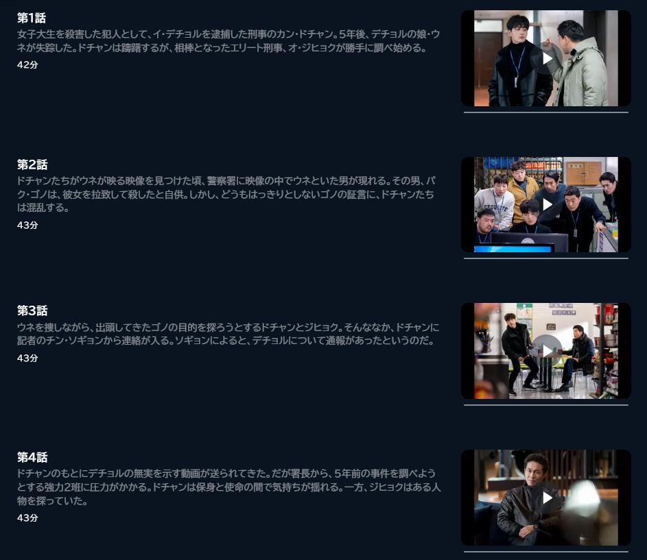 模範刑事　U-NEXTエピソード配信画面