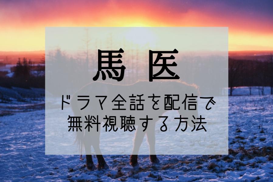 『馬医』2024年再放送予定＆動画配信サイトで最終回まで無料で見る方法