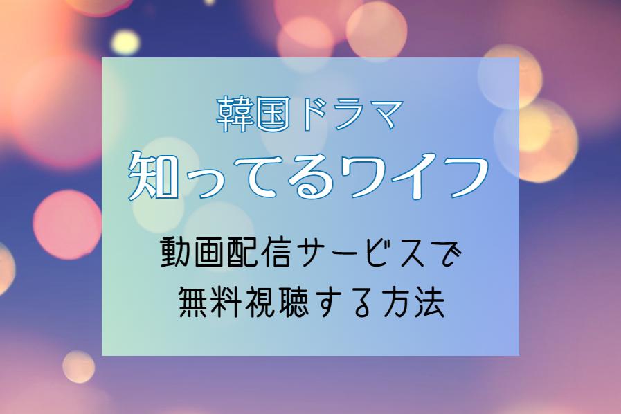 韓国版『知ってるワイフ』NETFLIXやAmazonプライム配信はどこで見れる？